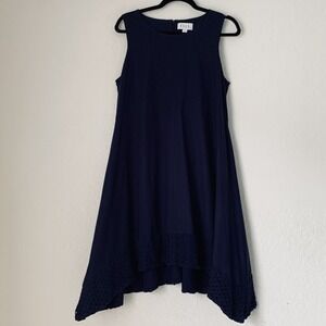Elle Dress‎ Women 12 Navy Blue Sleeveless Sharkbite Nautical Preppy Cocktail